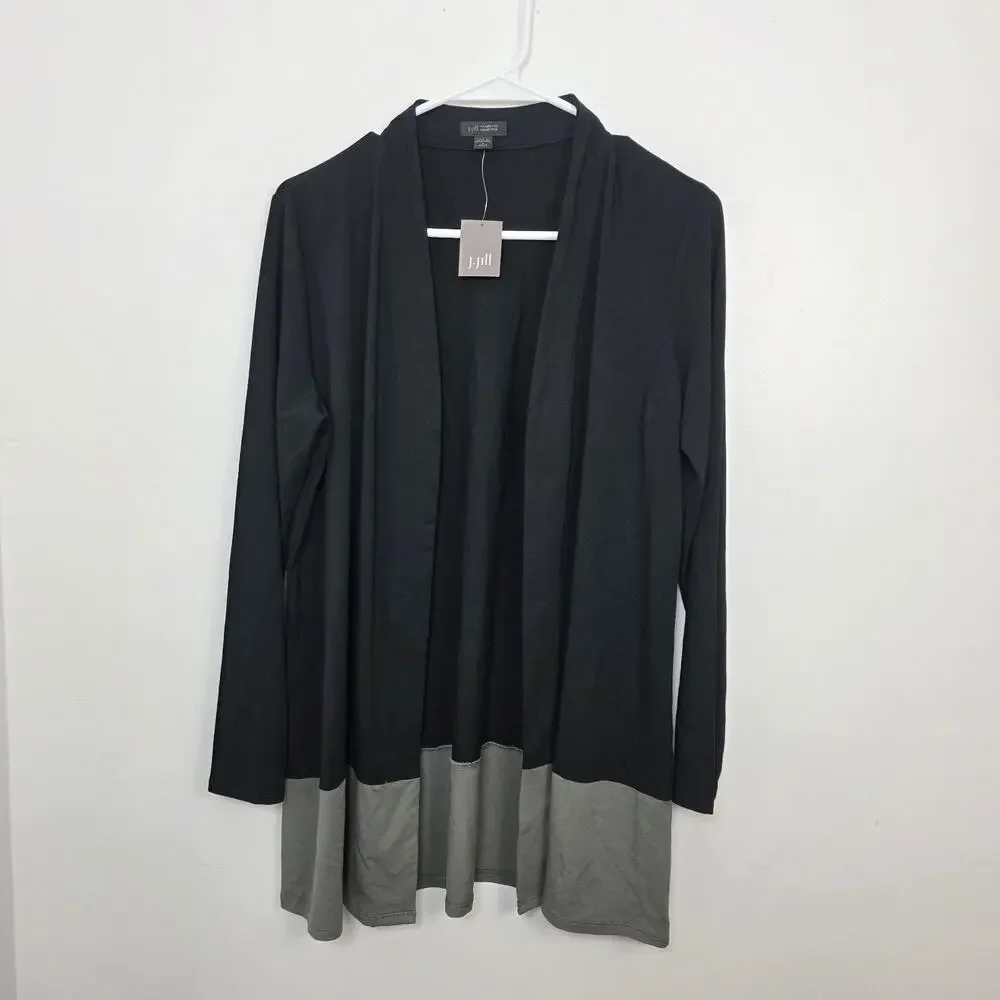 J. Jill Wearever Collection Black Green Minimalist Cardigan Size Small Petite